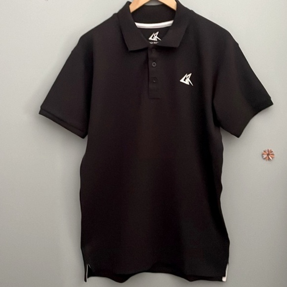 5/$25 Gazi Raffan Cotton Polo Shirt Short Sleeve Black Size L